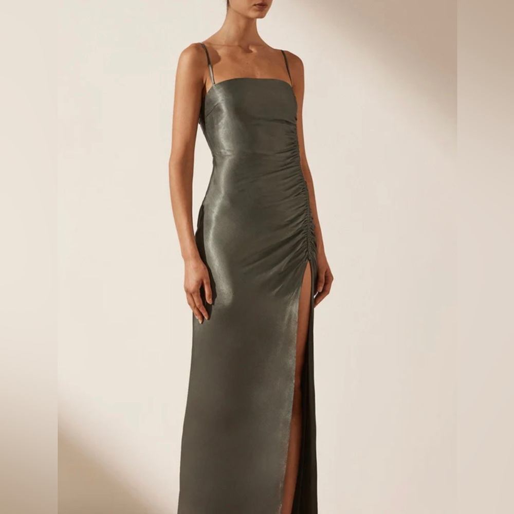 Shona Joy Dress | Color: Olive | La Lune Ruched Maxi | sz: 6  | Brand New